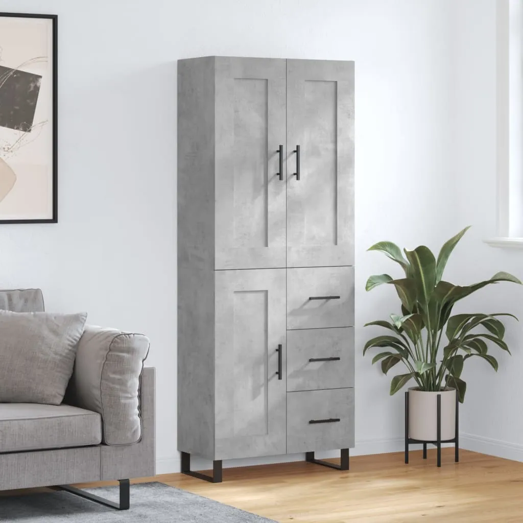 vidaXL Credenza Grigio Cemento 69,5x34x180 cm in Legno Multistrato