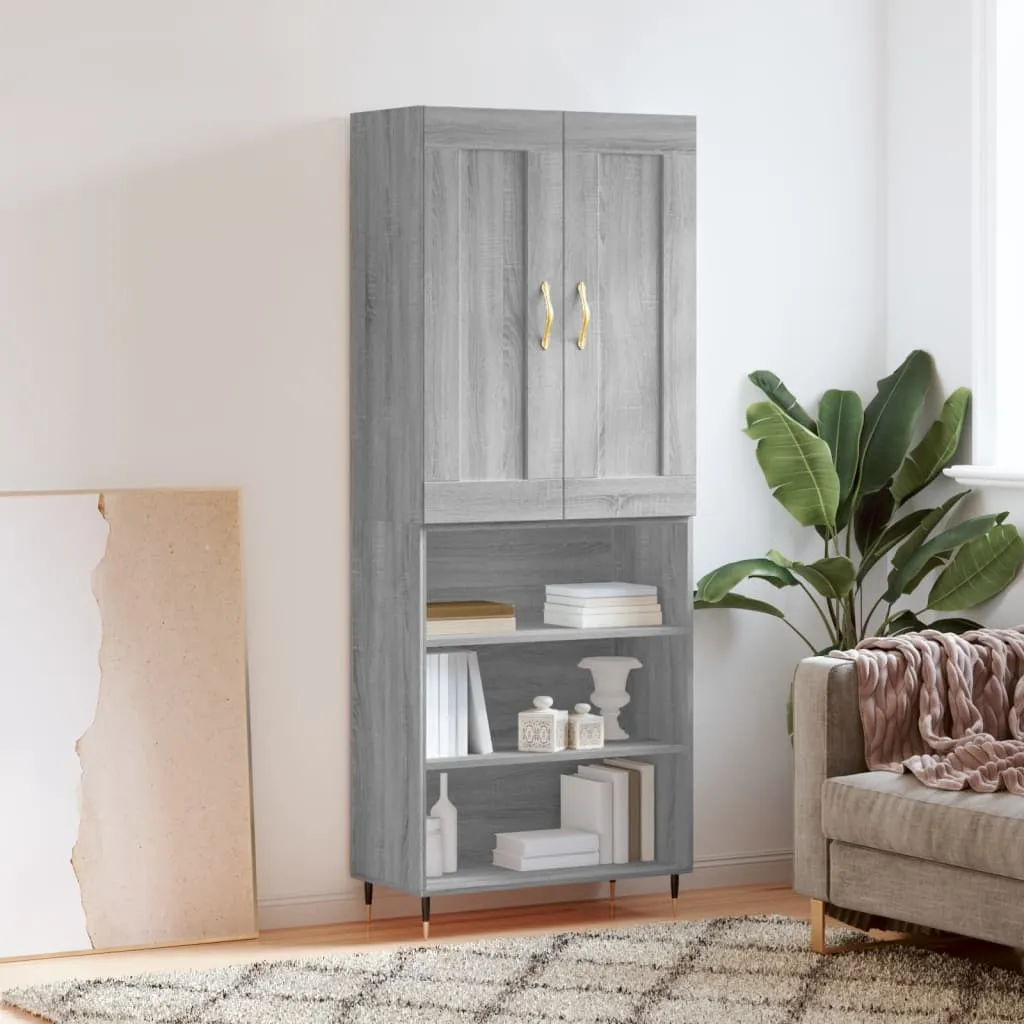 vidaXL Credenza Grigio Sonoma 69,5x34x180 cm in Legno Multistrato