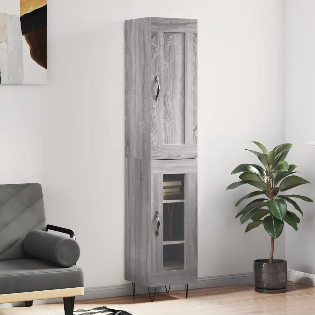 vidaXL Credenza Grigio Sonoma 34,5x34x180 cm in Legno Multistrato