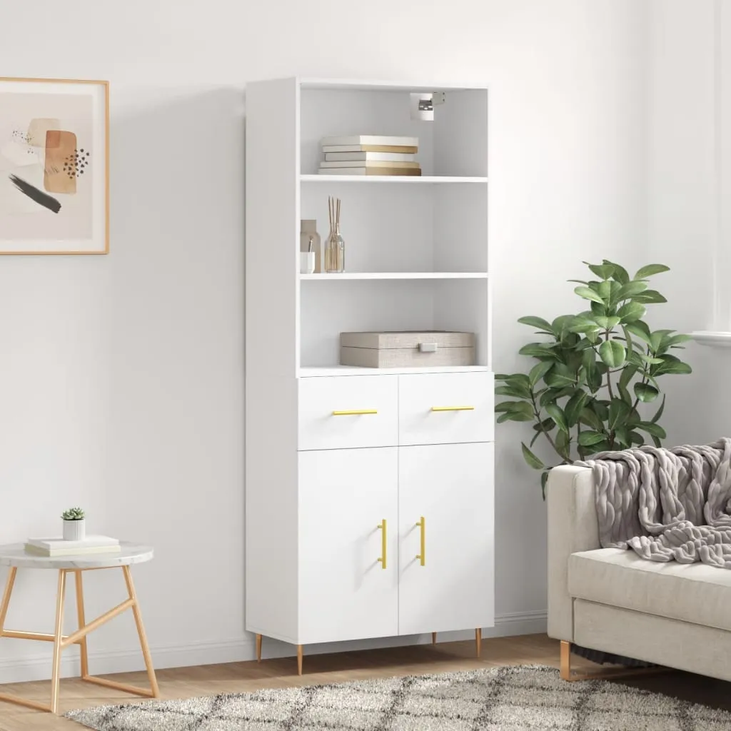 vidaXL Credenza Bianco Lucido 69,5x34x180 cm in Legno Multistrato