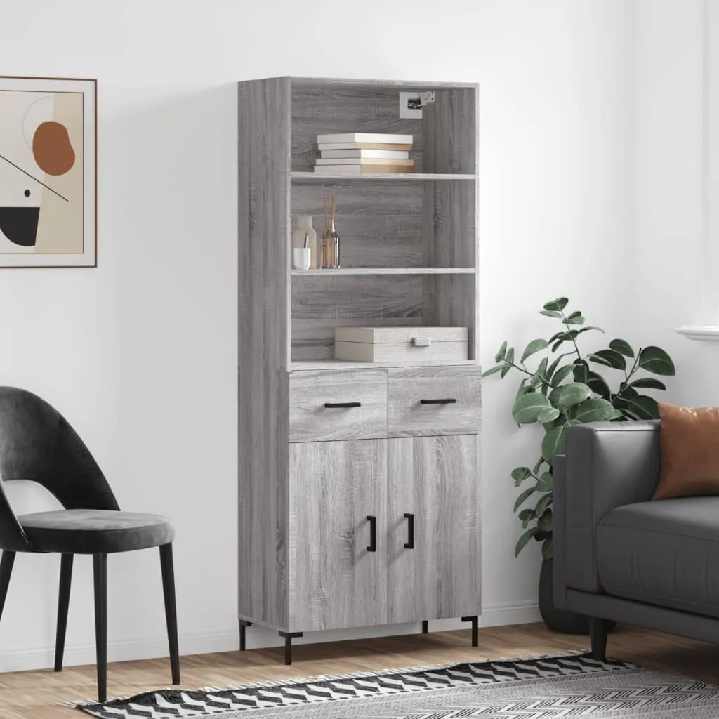 vidaXL Credenza Grigio Sonoma 69,5x34x180 cm in Legno Multistrato