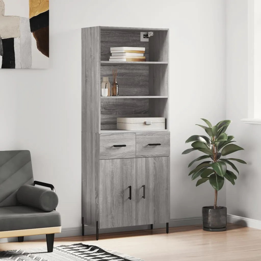 vidaXL Credenza Grigio Sonoma 69,5x34x180 cm in Legno Multistrato