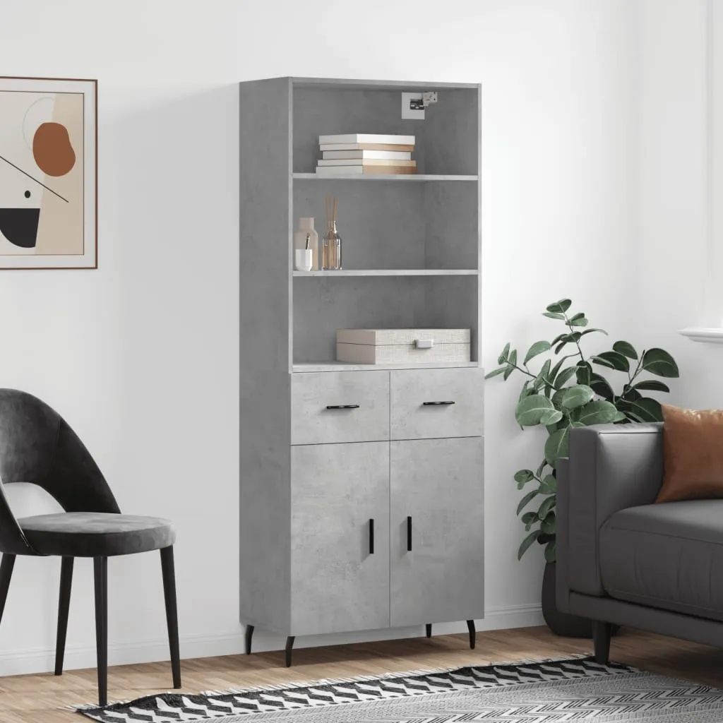 vidaXL Credenza Grigio Cemento 69,5x34x180 cm in Legno Multistrato