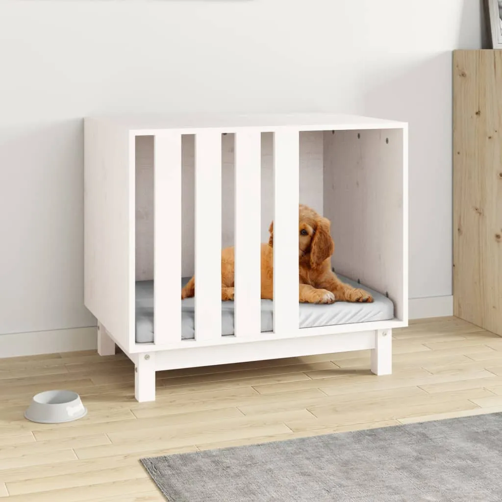 vidaXL Casetta per Cani bianco 70x50x62 cm in Legno Massello di Pino