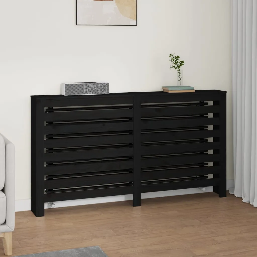 vidaXL Copertura Termosifone Nera 153x19x84 cm Legno Massello di Pino