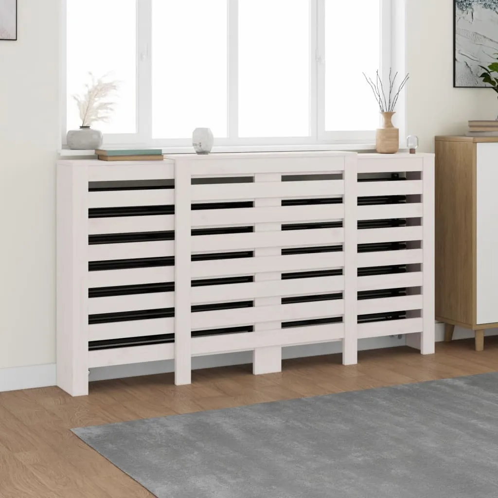 vidaXL Copertura Termosifone Bianca 210x21x85 cm Legno Massello Pino