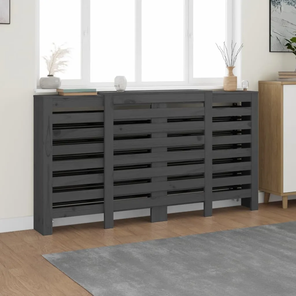 vidaXL Copertura Termosifone Grigia 210x21x85 cm Legno Massello Pino