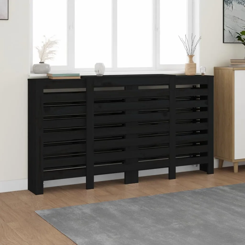 vidaXL Copertura Termosifone Nera 210x21x85 cm Legno Massello Pino