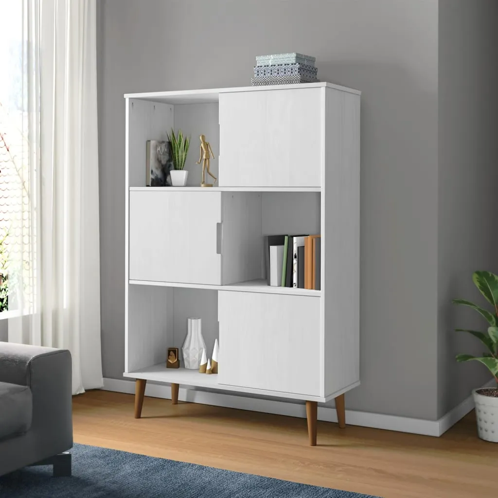 vidaXL Libreria MOLDE Bianca 90x35x133,5 cm in Legno Massello di Pino