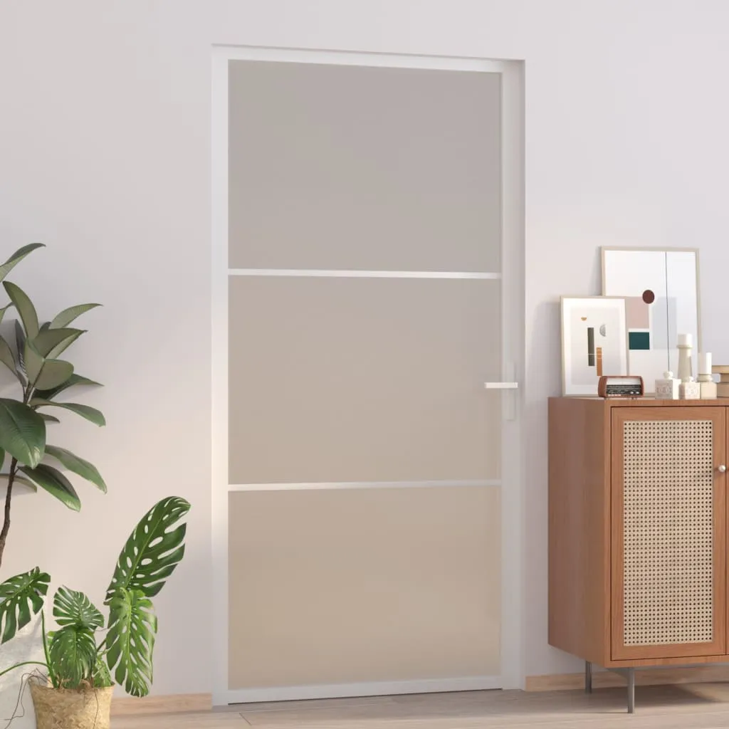 vidaXL Porta Interna 102,5x201,5 cm Bianco Opaco in Vetro e Alluminio