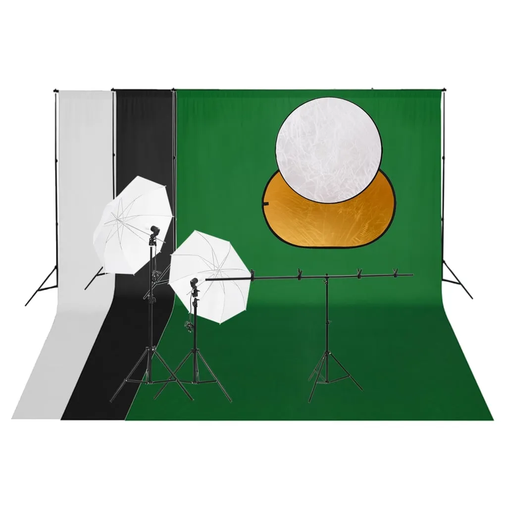 vidaXL Kit per Studio Fotografico con Set Luci, Fondale e Riflettore