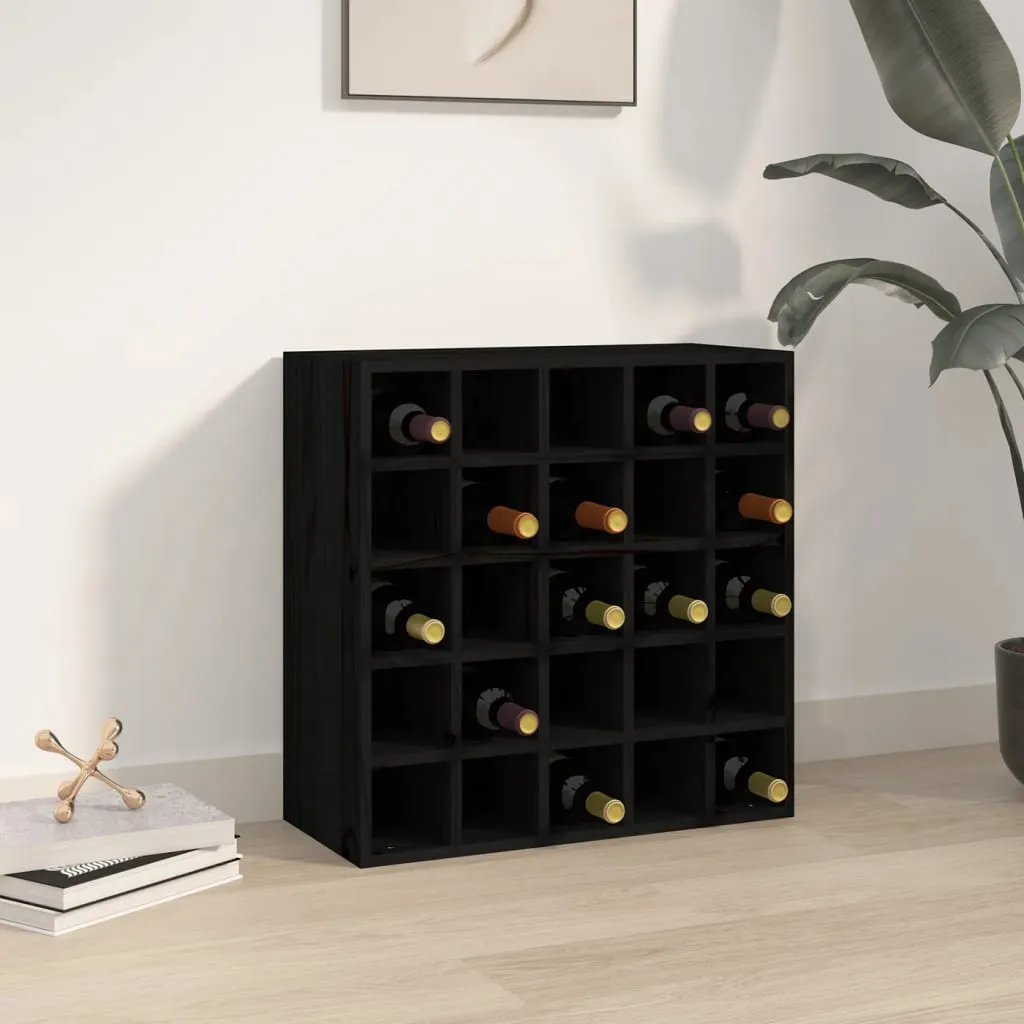 vidaXL Portabottiglie Nero 56x25x56 cm in Legno Massello di Pino