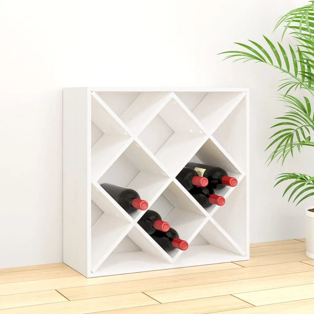 vidaXL Portabottiglie Bianco 62x25x62 cm in Legno Massello di Pino