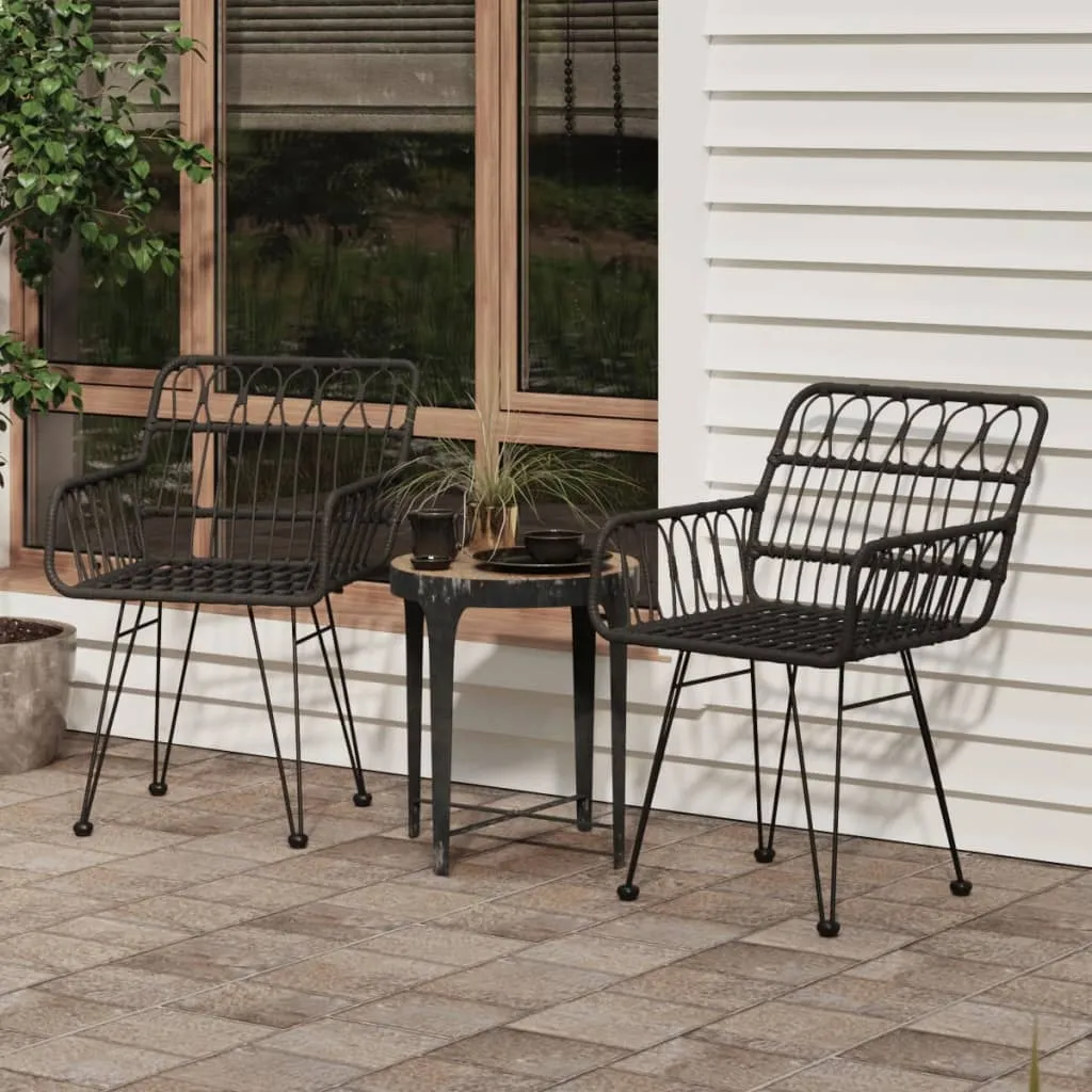 vidaXL Sedie da Giardino 2pz con Braccioli Nero 56x64x80 cm Rattan PE