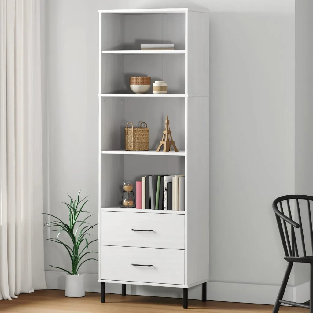 vidaXL Libreria con 2 Cassetti Bianco 60x35x180 cm Legno Massello OSLO