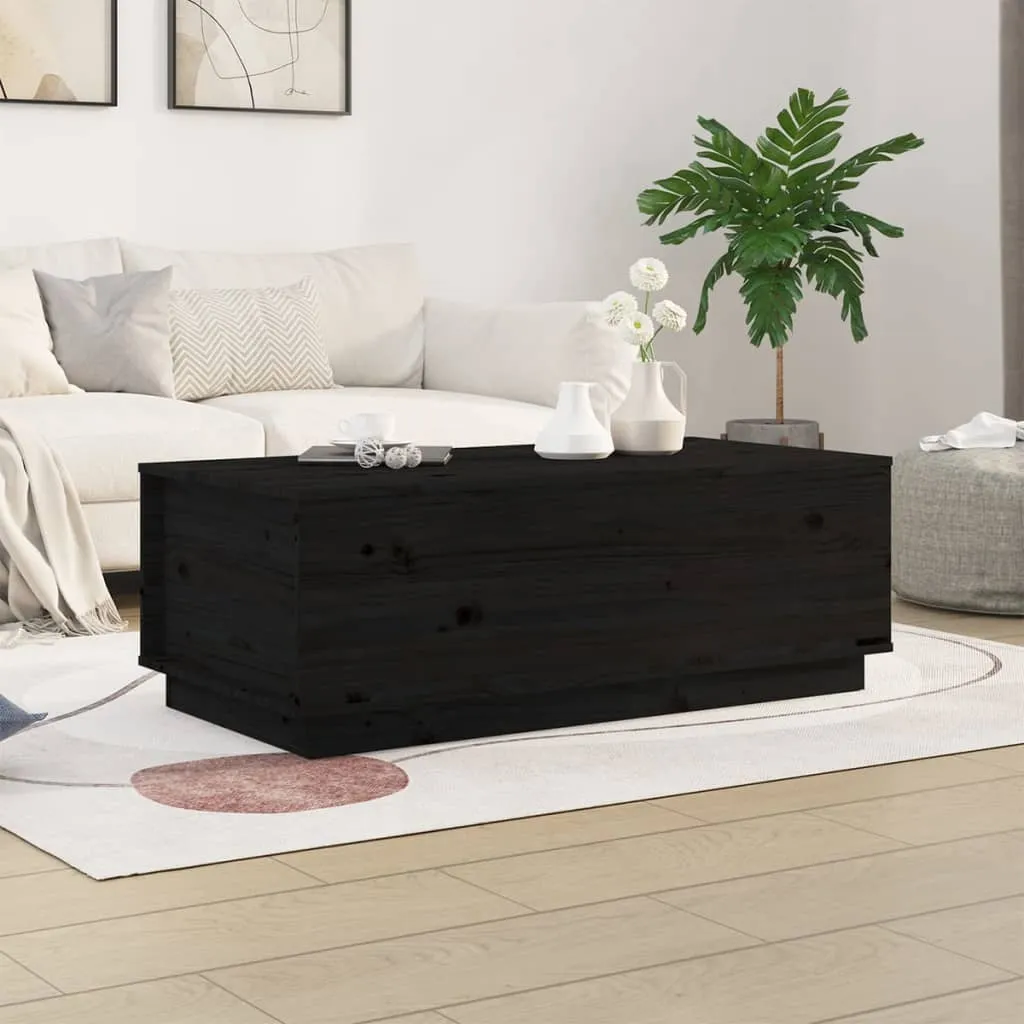 vidaXL Tavolino da Salotto Nero 100x50x35 cm Legno Massello di Pino