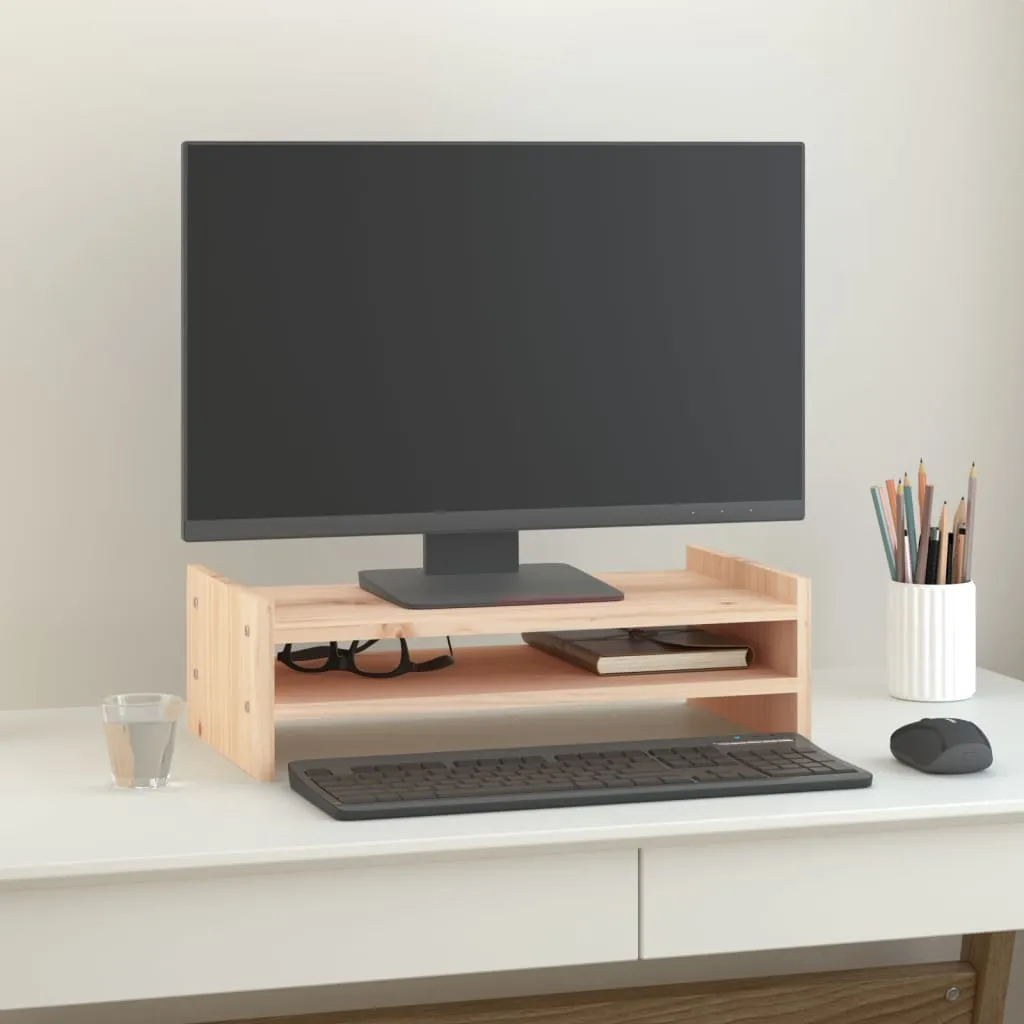 vidaXL Supporto per Monitor 50x27x15 cm in Legno Massello di Pino