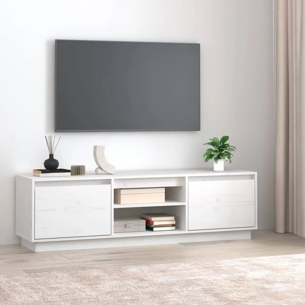 vidaXL Mobile Porta TV Bianco 140x35x40 cm in Legno Massello di Pino