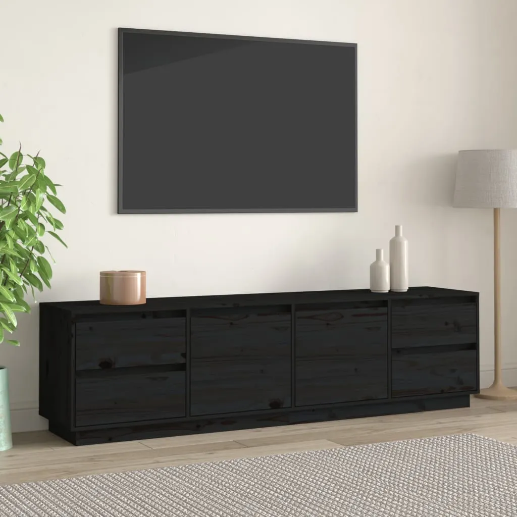 vidaXL Mobile Porta TV Nera 176x37x47,5 cm in Legno Massello di Pino