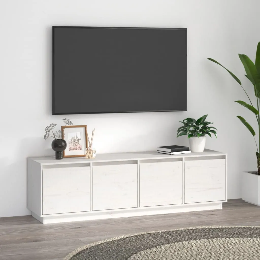 vidaXL Mobile Porta TV Bianco 156x37x45 cm in Legno Massello di Pino