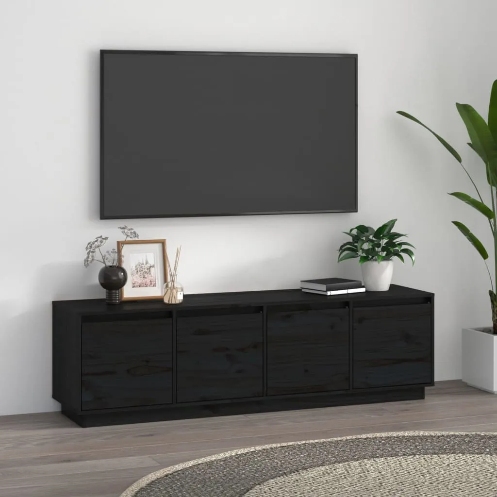 vidaXL Mobile Porta TV Nero 156x37x45 cm in Legno Massello di Pino