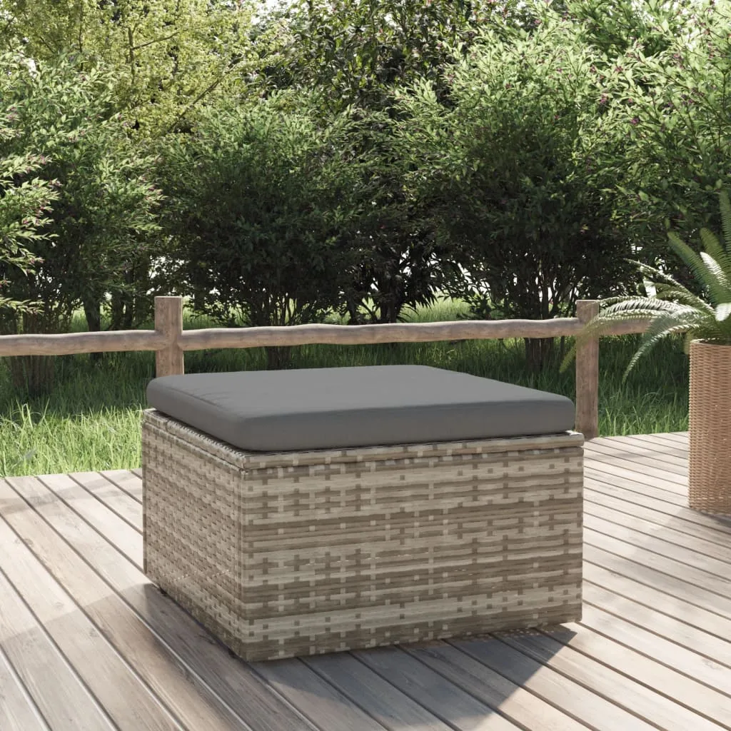 vidaXL Poggiapiedi Giardino con Cuscino Grigio 55x55x30 cm Polyrattan