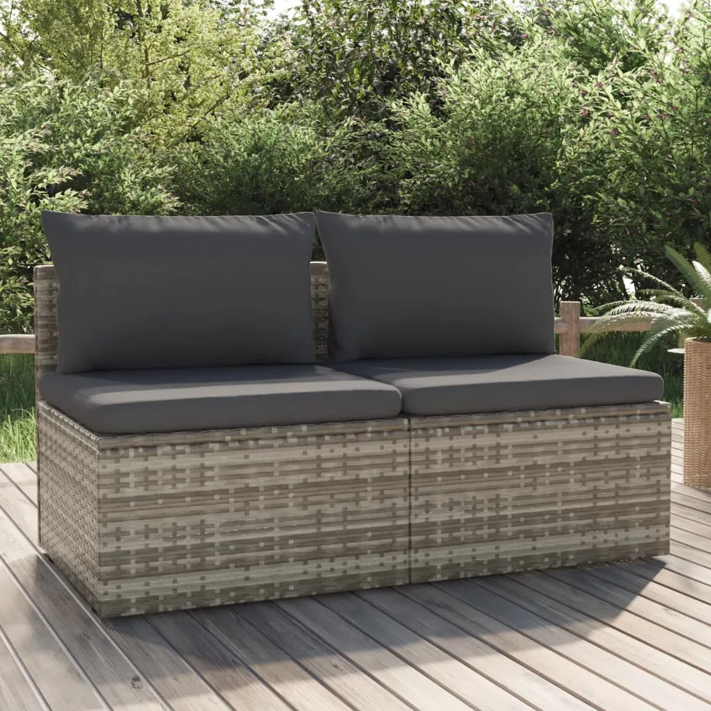 vidaXL Divano da Giardino a 2 Posti con Cuscini in Polyrattan Grigio