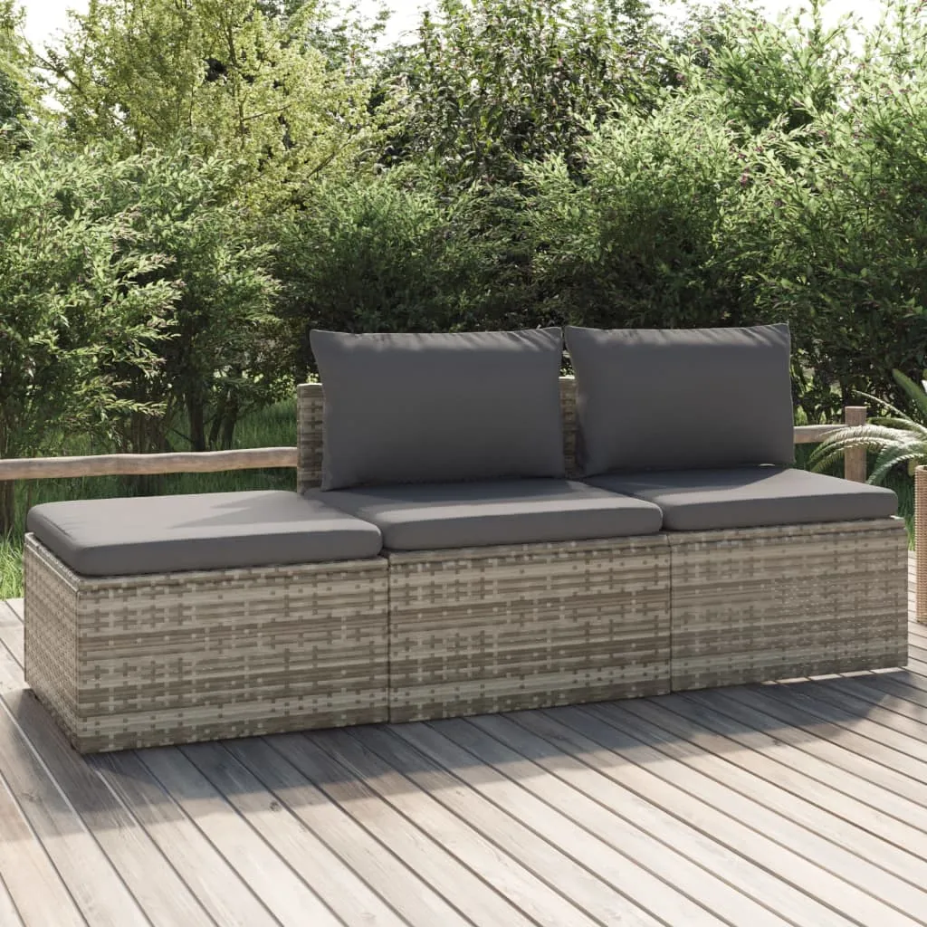 vidaXL Set Divani da Giardino 3 pz con Cuscini in Polyrattan Grigio