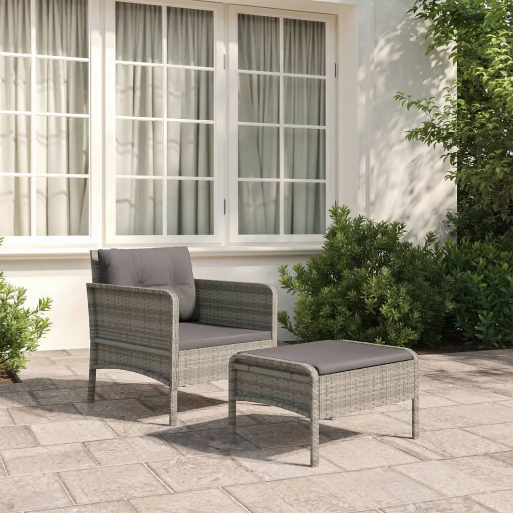 vidaXL Set di Divani da Giardino 2 pz con Cuscini in Polyrattan Grigio