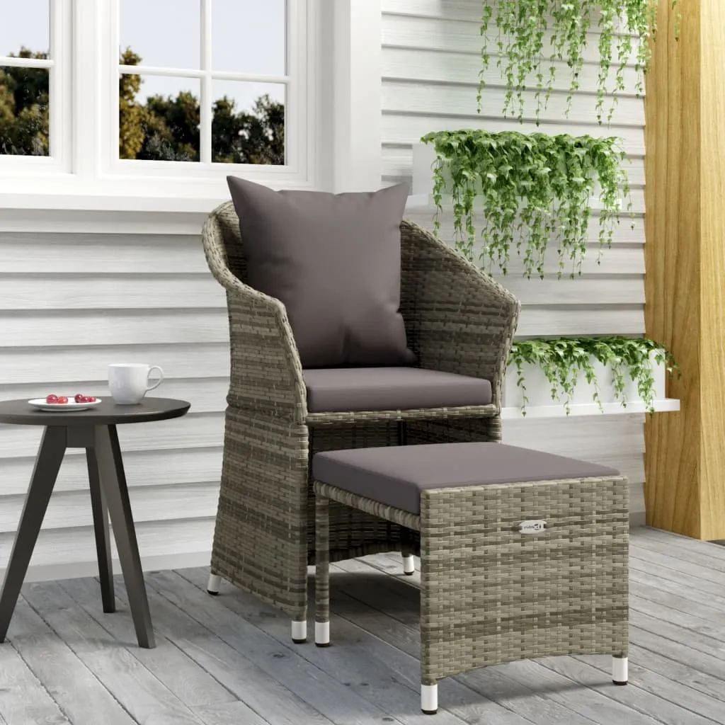 vidaXL Set di Divani da Giardino 2 pz con Cuscini in Polyrattan Grigio