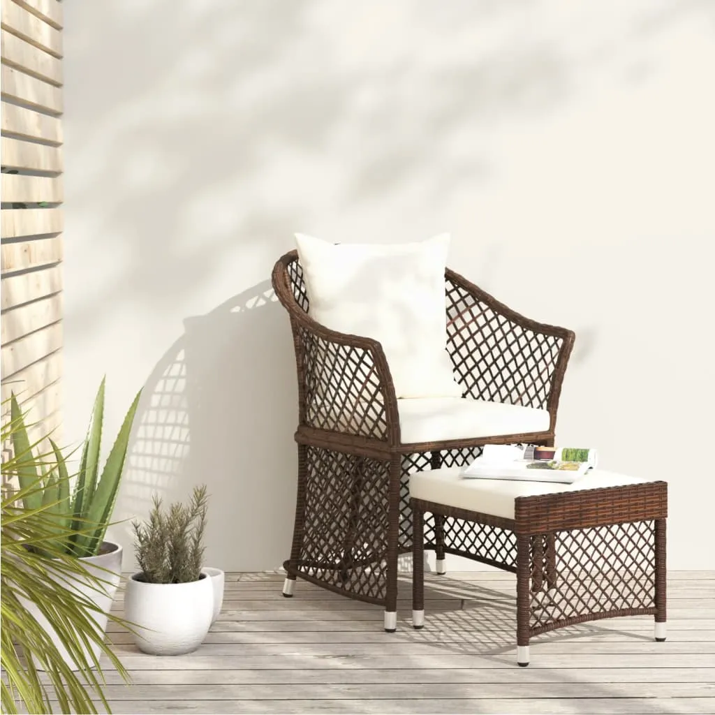 vidaXL Set Divani da Giardino 2 pz con Cuscini in Polyrattan Marrone