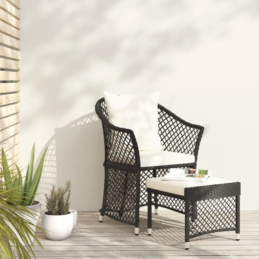 vidaXL Set da Giardino 2 pz con Cuscini Nero in Polyrattan