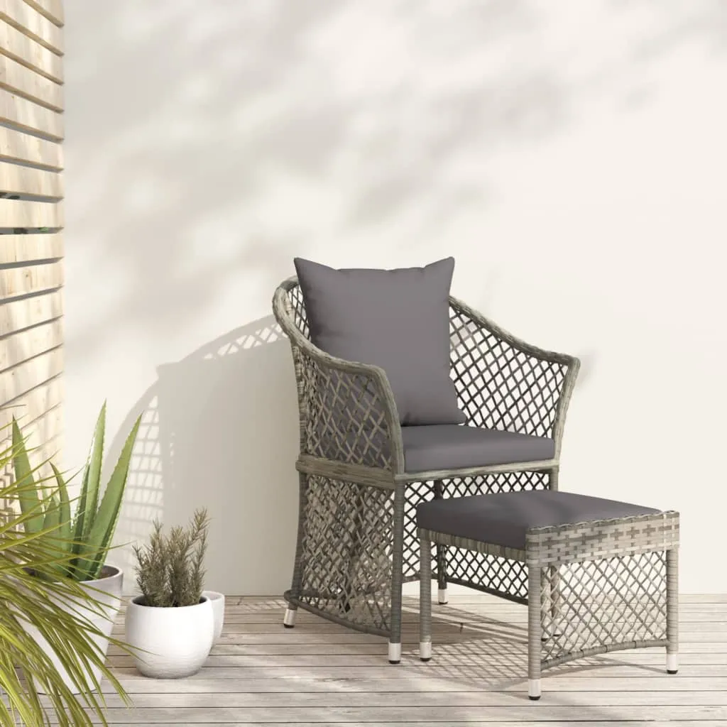 vidaXL Set di Divani da Giardino 2 pz con Cuscini in Polyrattan Grigio