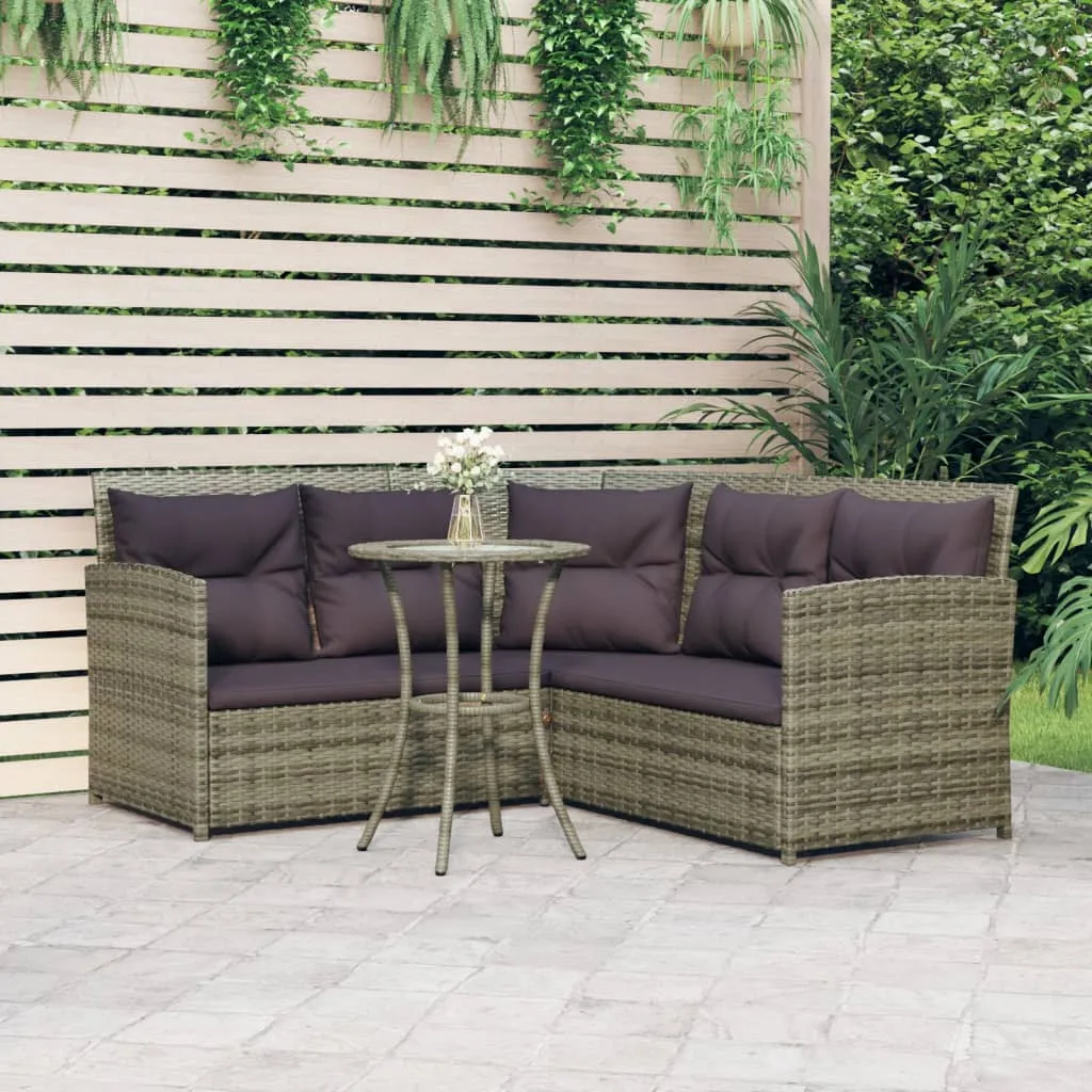 vidaXL Set Divano a L con Cuscini 2 pz Grigio in Polyrattan