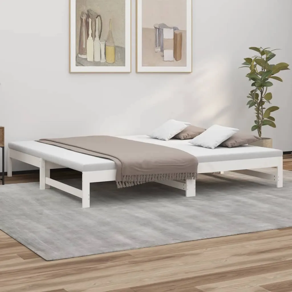 vidaXL Dormeuse Estraibile Bianca 2x(100x200)cm Legno Massello di Pino