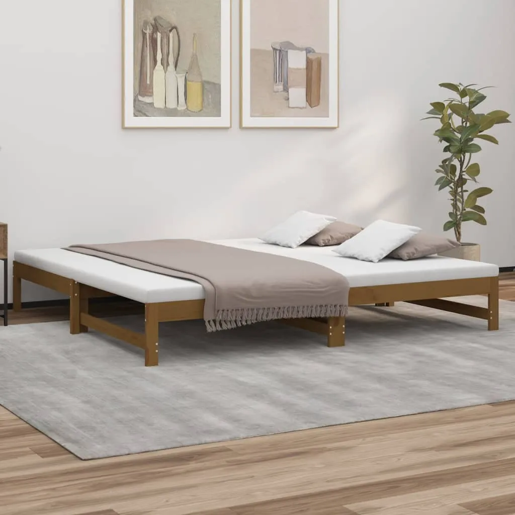 vidaXL Dormeuse Estraibile Miele 2x(100x200) cm Legno Massello di Pino