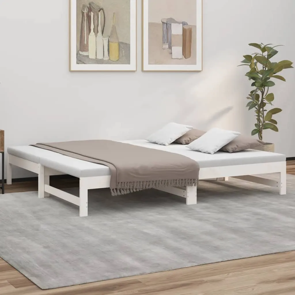 vidaXL Dormeuse Estraibile Bianca 2x(90x190) cm Legno Massello di Pino