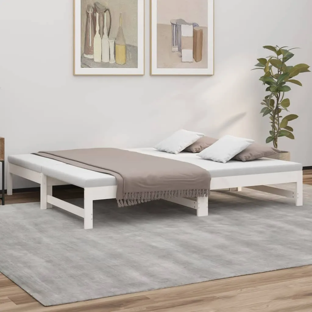 vidaXL Dormeuse Estraibile Bianca 2x(75x190) cm Legno Massello di Pino