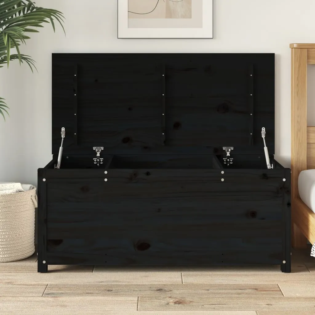 vidaXL Contenitore Portaoggetti Nero 110x50x45,5cm Legno Massello Pino