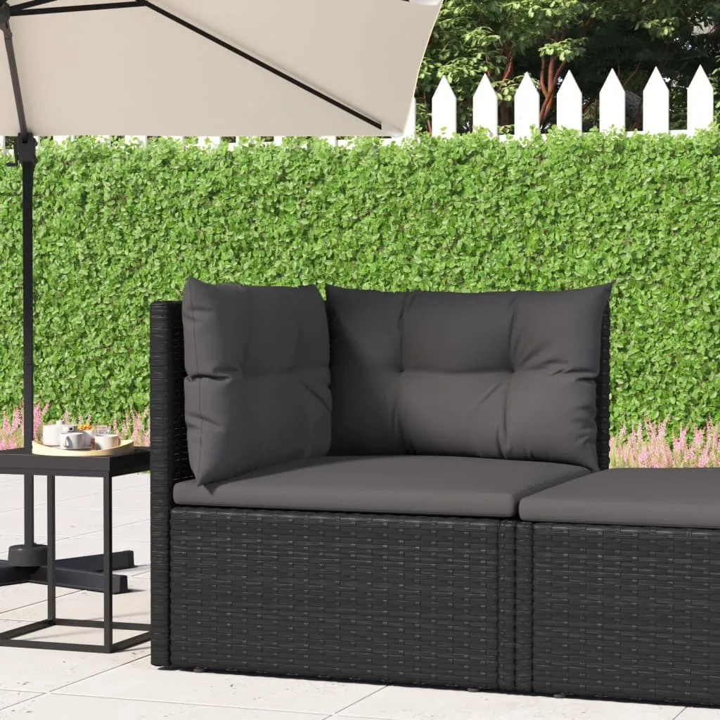 vidaXL Divano Angolare da Giardino con Cuscini in Polyrattan Nero