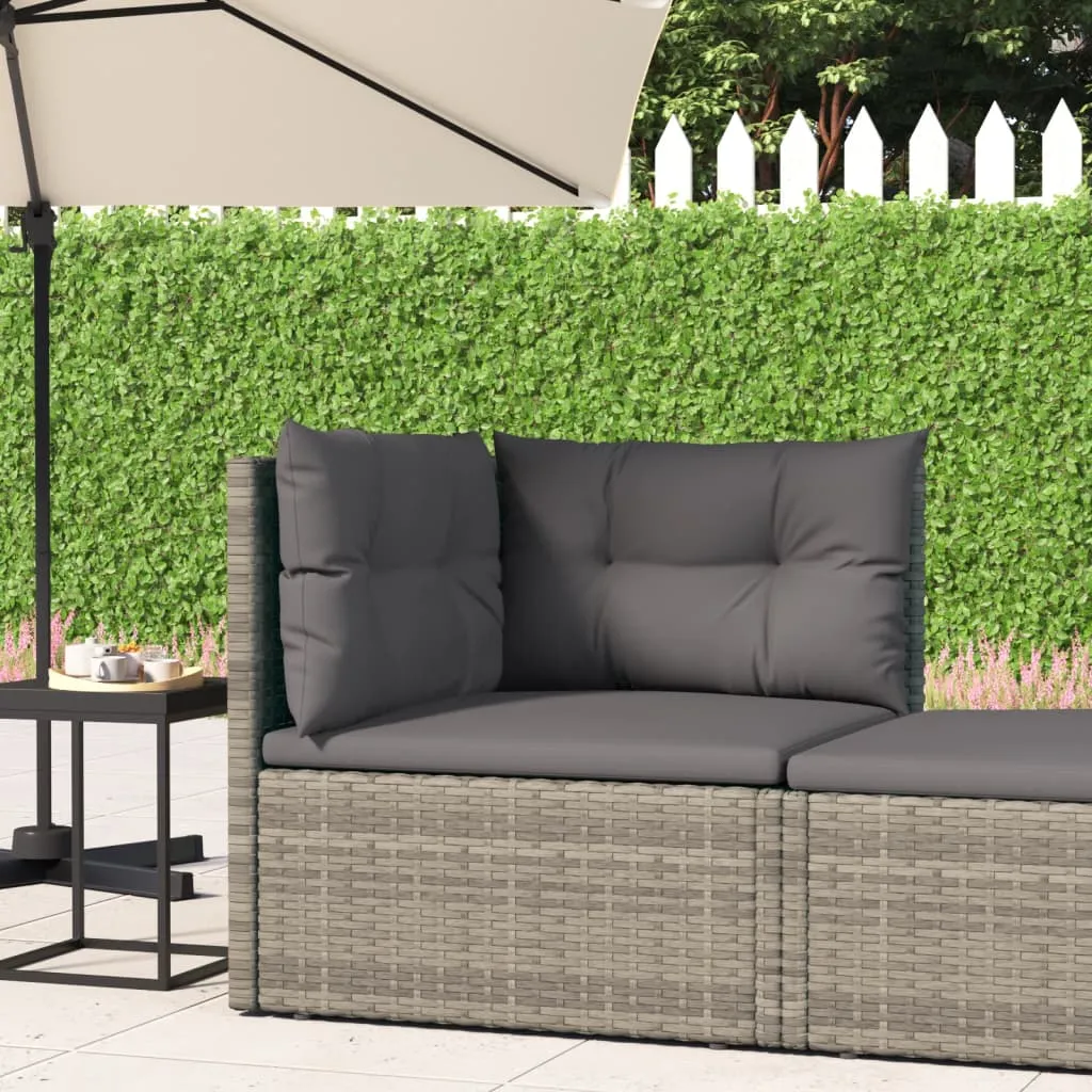 vidaXL Divano Angolare da Giardino con Cuscini in Polyrattan Grigio