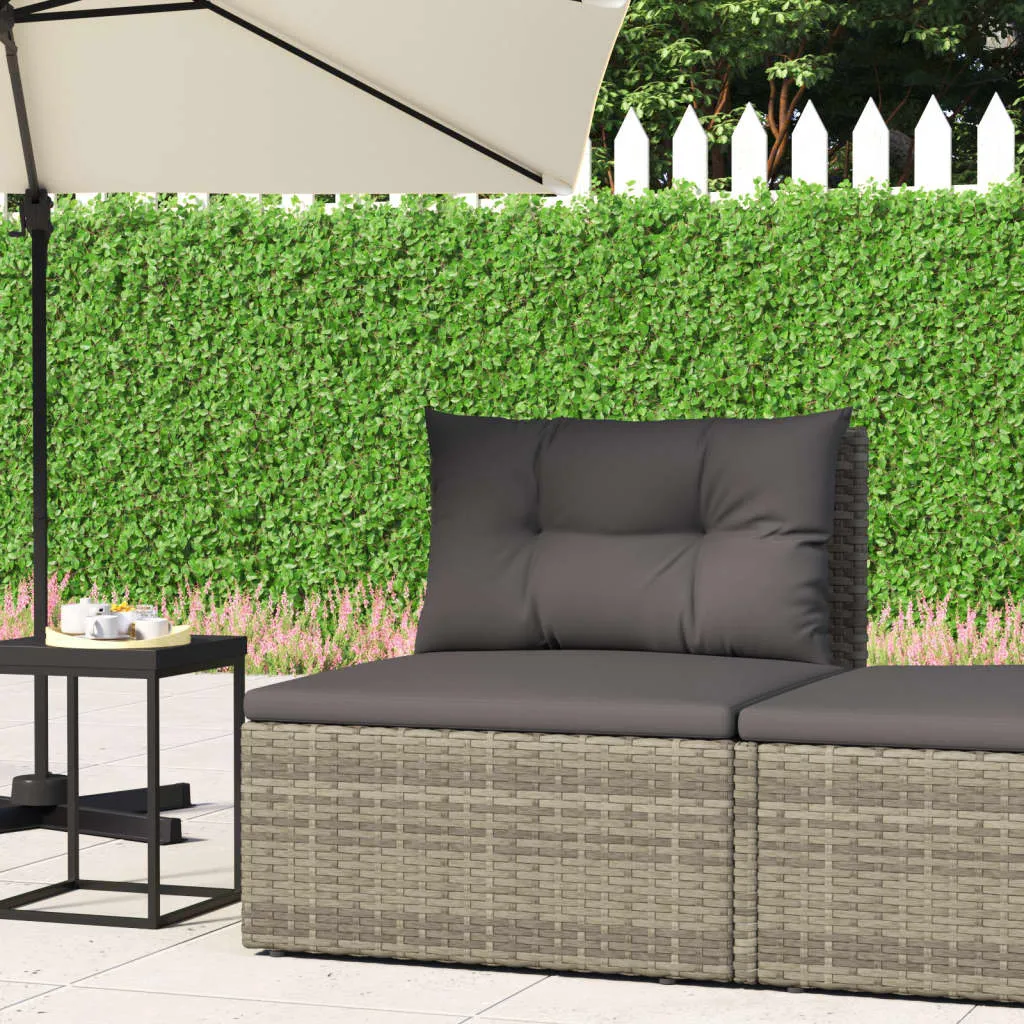 vidaXL Divano Centrale da Giardino con Cuscini in Polyrattan Grigio