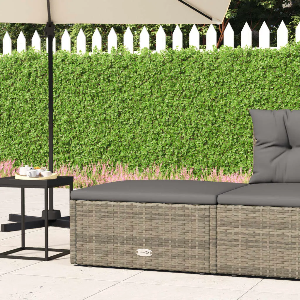 vidaXL Poggiapiedi da Giardino con Cuscino in Polyrattan Grigio