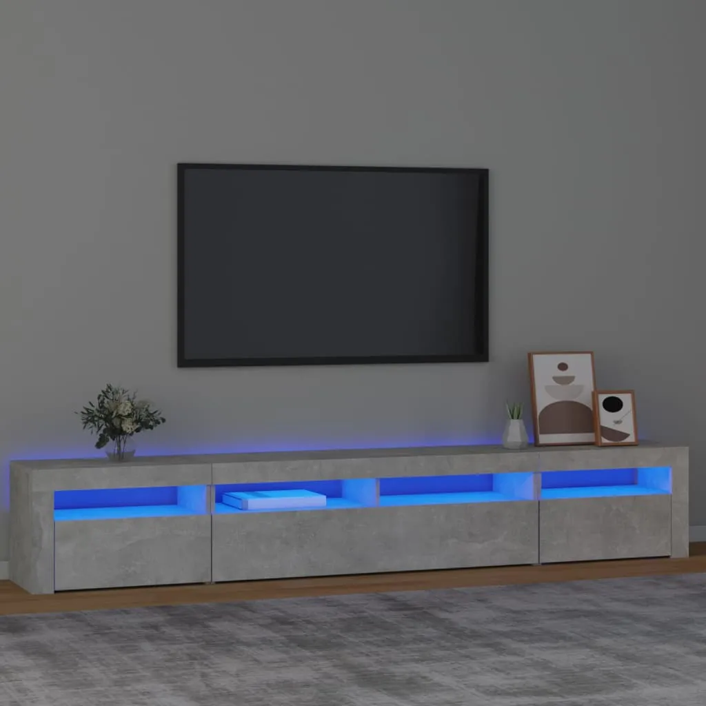 vidaXL Mobile Porta TV con Luci LED Grigio Cemento 240x35x40 cm