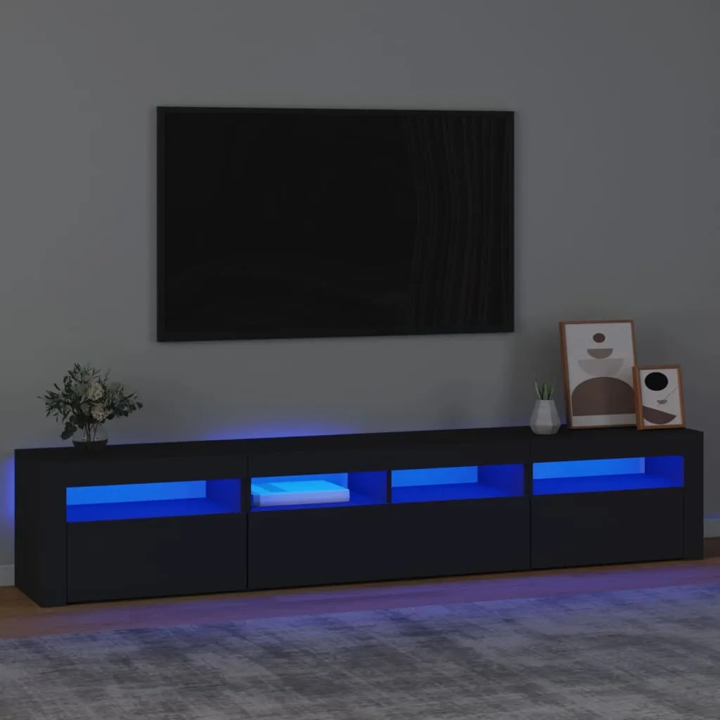 vidaXL Mobile Porta TV con Luci LED Nero 210x35x40 cm