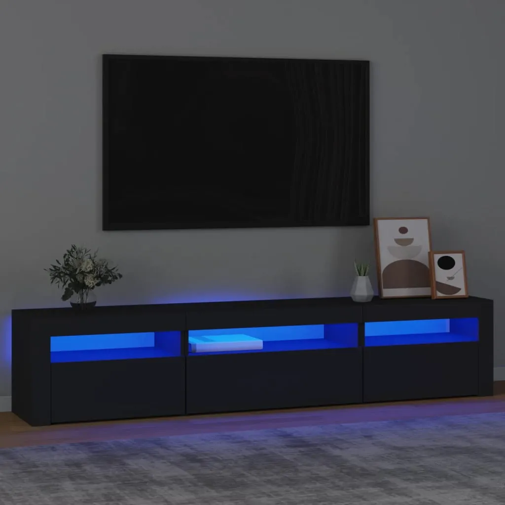 vidaXL Mobile Porta TV con Luci LED Nero 195x35x40 cm