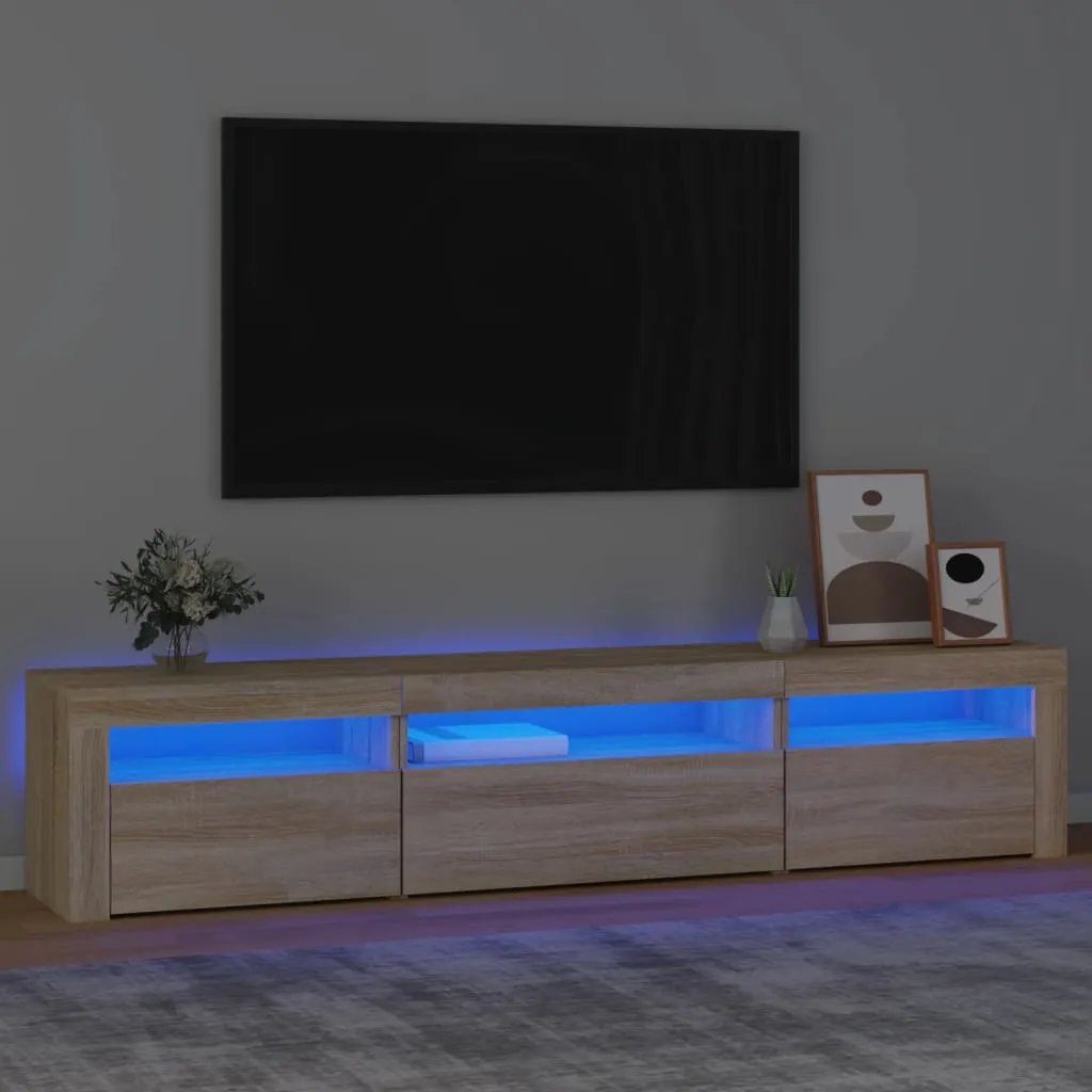 vidaXL Mobile Porta TV con Luci LED Rovere Sonoma 195x35x40 cm