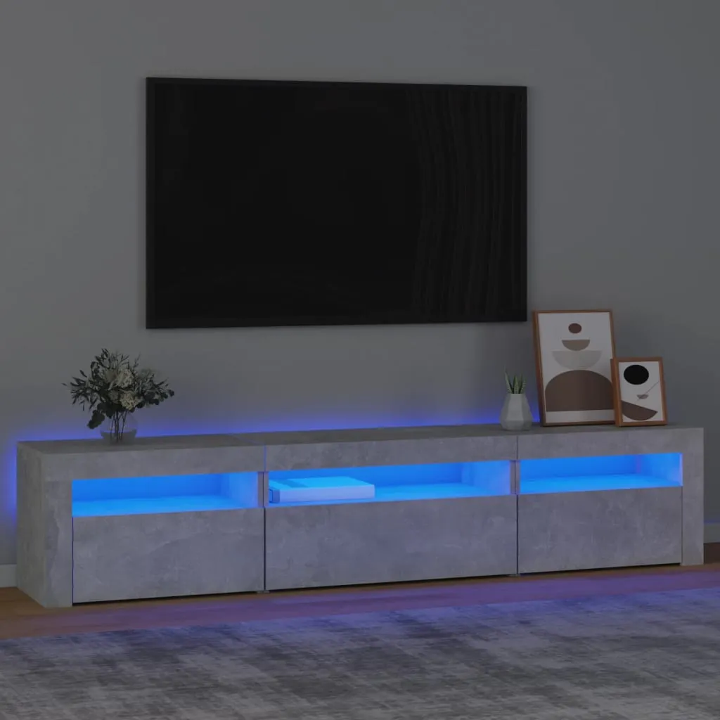 vidaXL Mobile Porta TV con Luci LED Grigio Cemento 195x35x40 cm