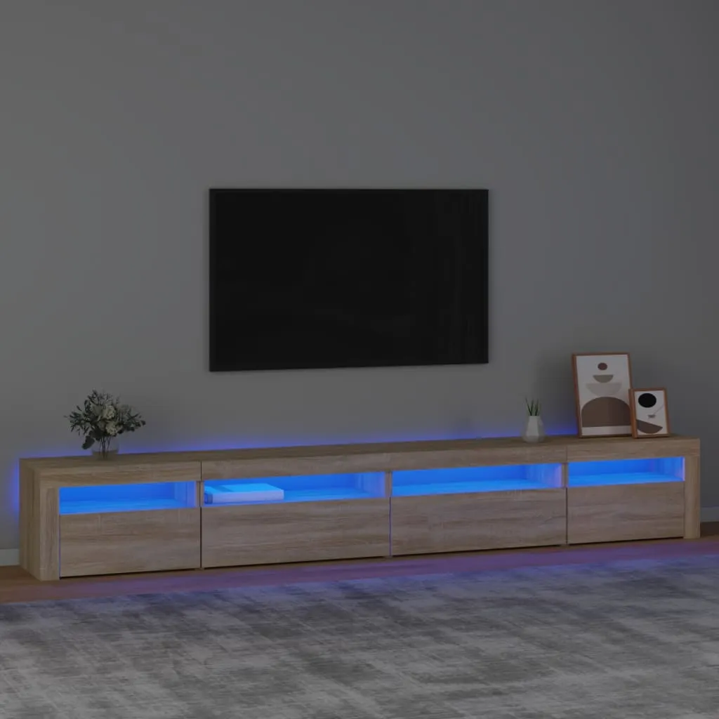 vidaXL Mobile Porta TV con Luci LED Rovere Sonoma 270x35x40 cm