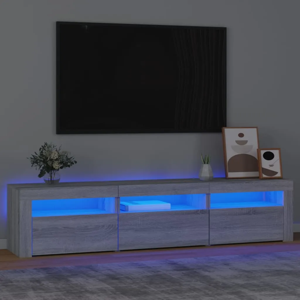 vidaXL Mobile Porta TV con Luci LED Grigio Sonoma 180x35x40 cm